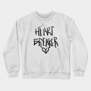 Heart Breaker Hand Lettering Brush Strokes and Cracked Heart Doodle, made by EndlessEmporium Crewneck Sweatshirt